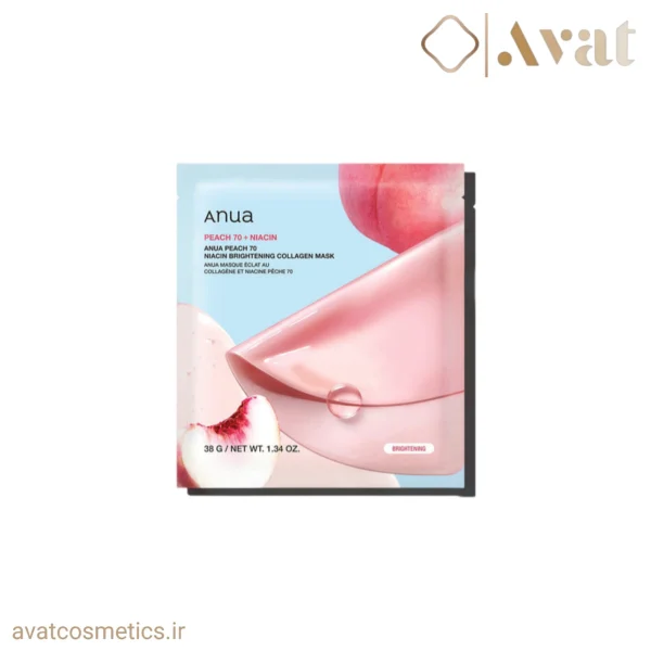 ماسک ورقه‌ ای هلو و نیاسین آنوا | ANUA Peach 70 Niacin Brightening Collagen Mask