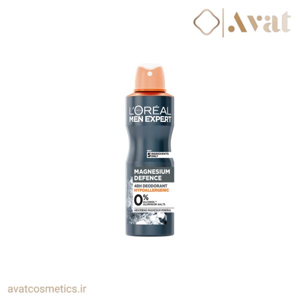 اسپری ضدتعریق مردانه magnesium defence لورآل